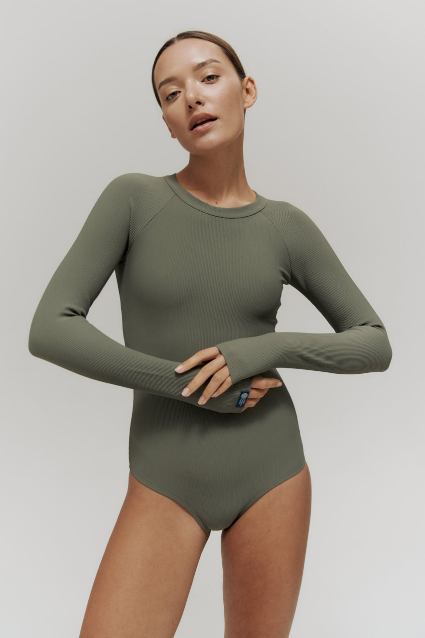 Imsouane Ribbed Khaki One Piece Swimsuit