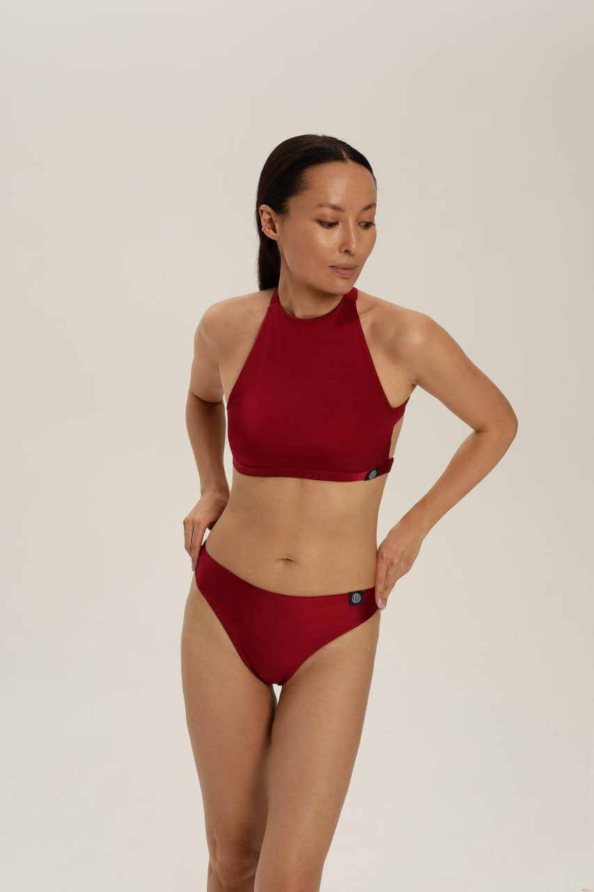 Jaws Shiny Dark Red Bikini Top