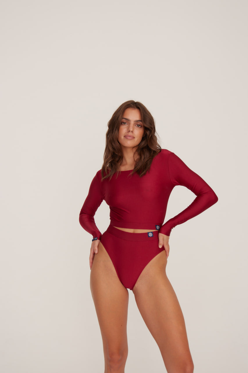 Casablanca Burgundy Surf Bikini Bottoms