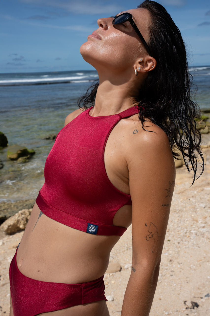Jaws Shiny Dark Red Bikini Top