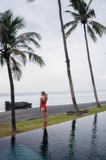 Zicatela Sporting Red One Piece Swimsuit