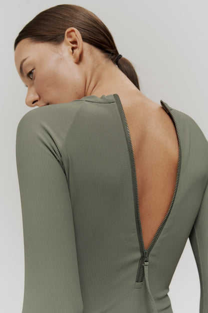 Imsouane Ribbed Khaki One Piece Swimsuit