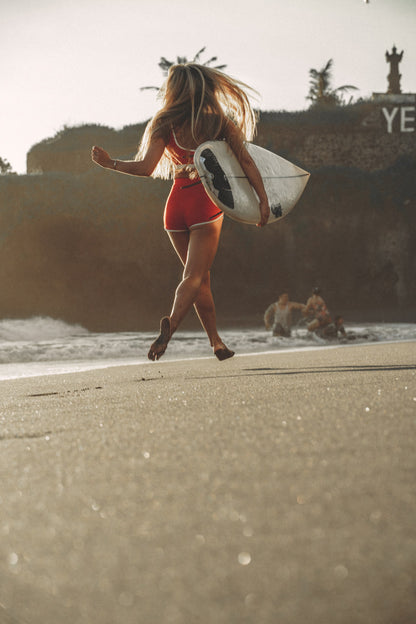 Sayulita Red &amp; White Surf Shorts