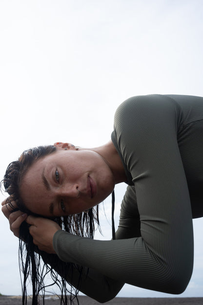 Imsouane Ribbed Khaki One Piece Swimsuit