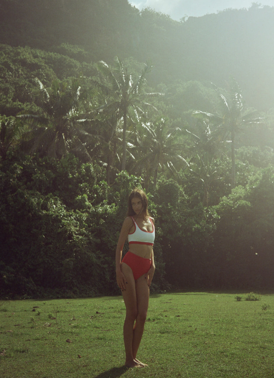 Livadia Reversible White &amp; Red Bikini Bottoms