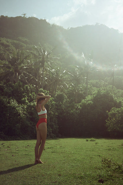 Livadia Reversible White &amp; Red Bikini Bottoms