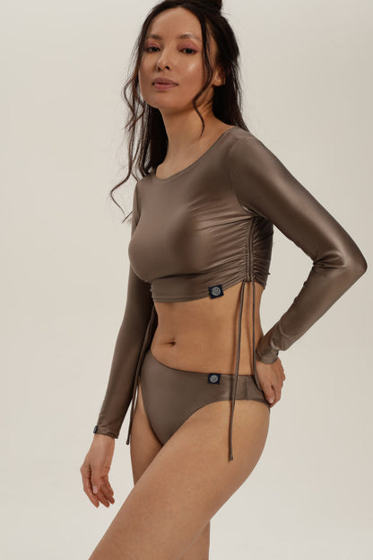 Coco Warm Taupe Long Sleeve Surf Top