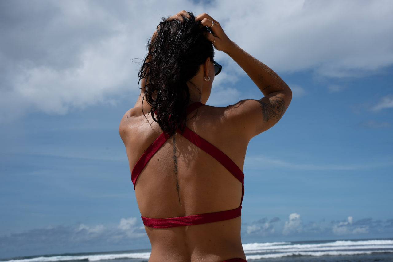 Jaws Shiny Dark Red Bikini Top