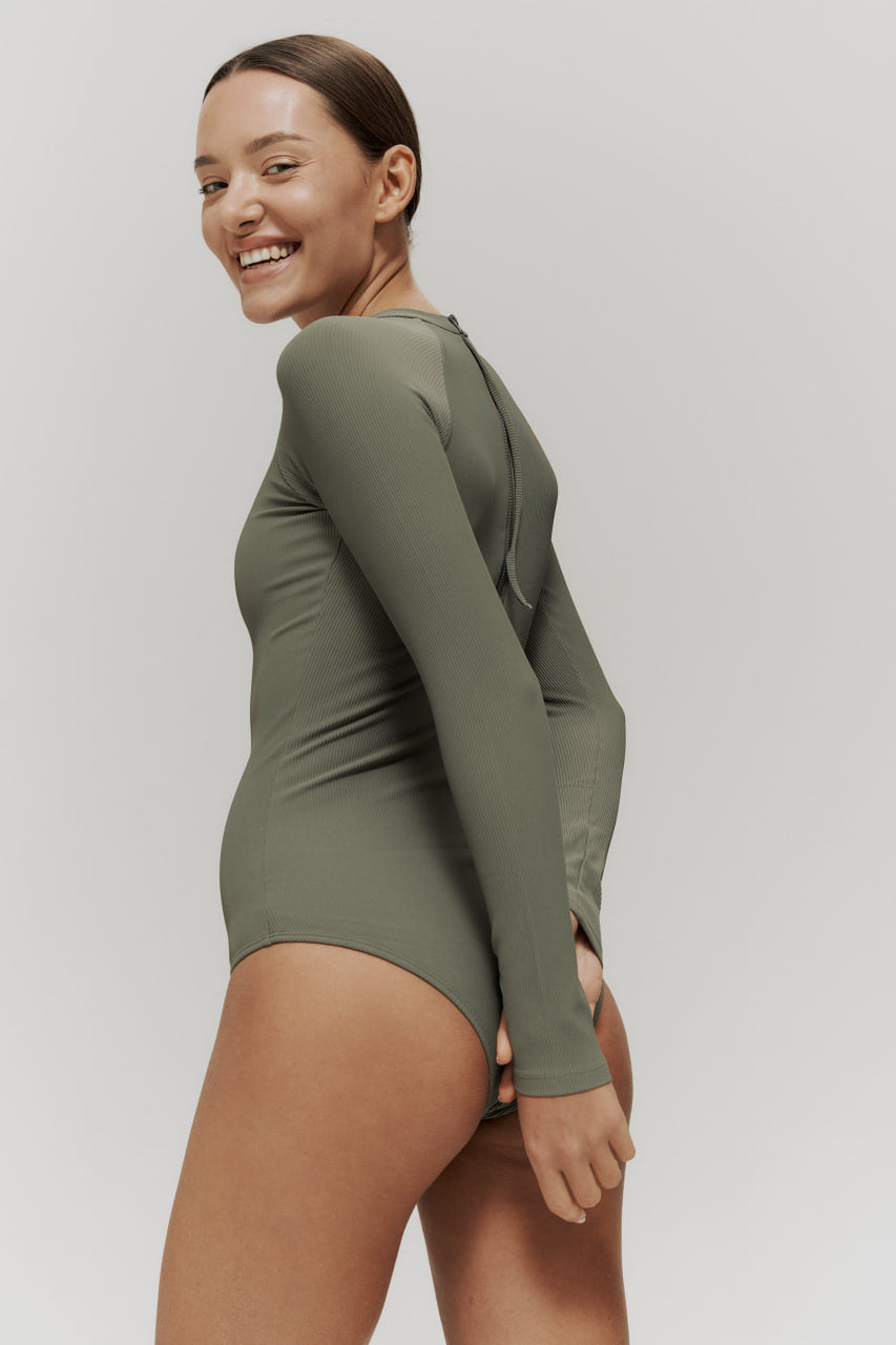 Imsouane Ribbed Khaki One Piece Swimsuit