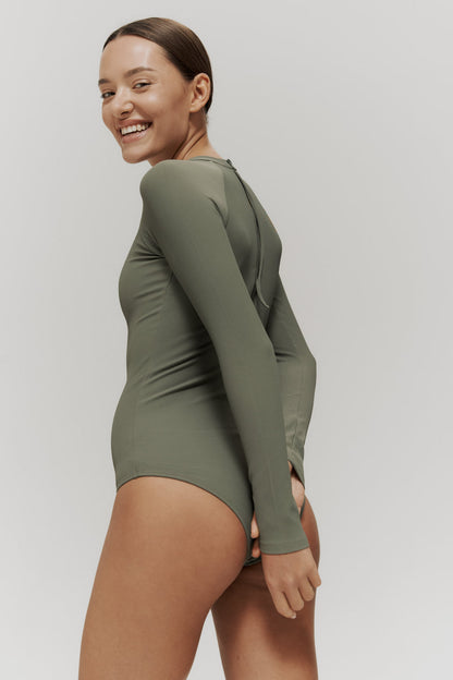 Imsouane Ribbed Khaki One Piece Swimsuit