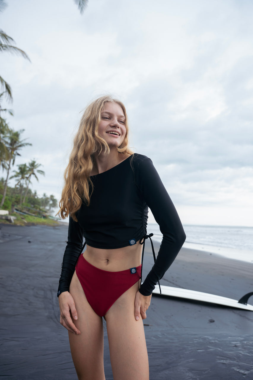 Coco Black Long Sleeve Surf Top