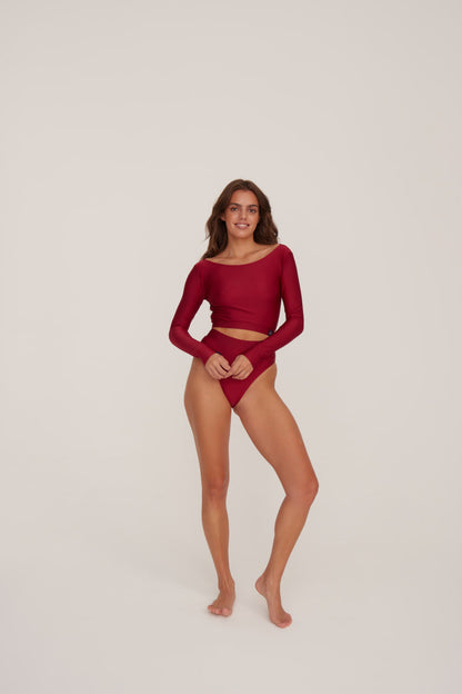 Casablanca Burgundy Surf Bikini Bottoms