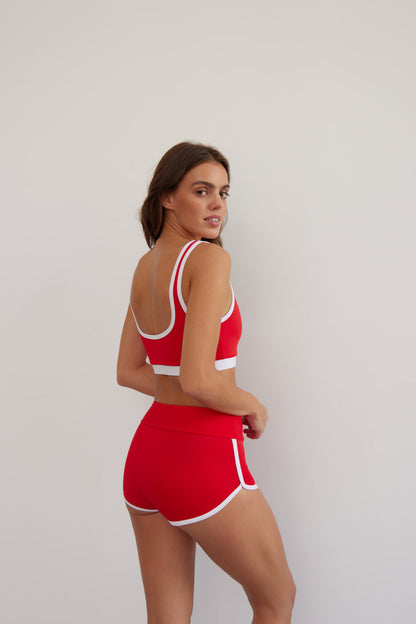 Sayulita Red &amp; White Surf Shorts