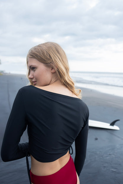 Coco Black Long Sleeve Surf Top