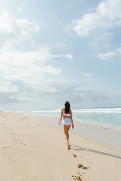 Sayulita White &amp; Red Surf Shorts
