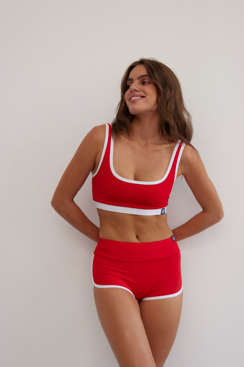 Sayulita Red &amp; White Surf Shorts