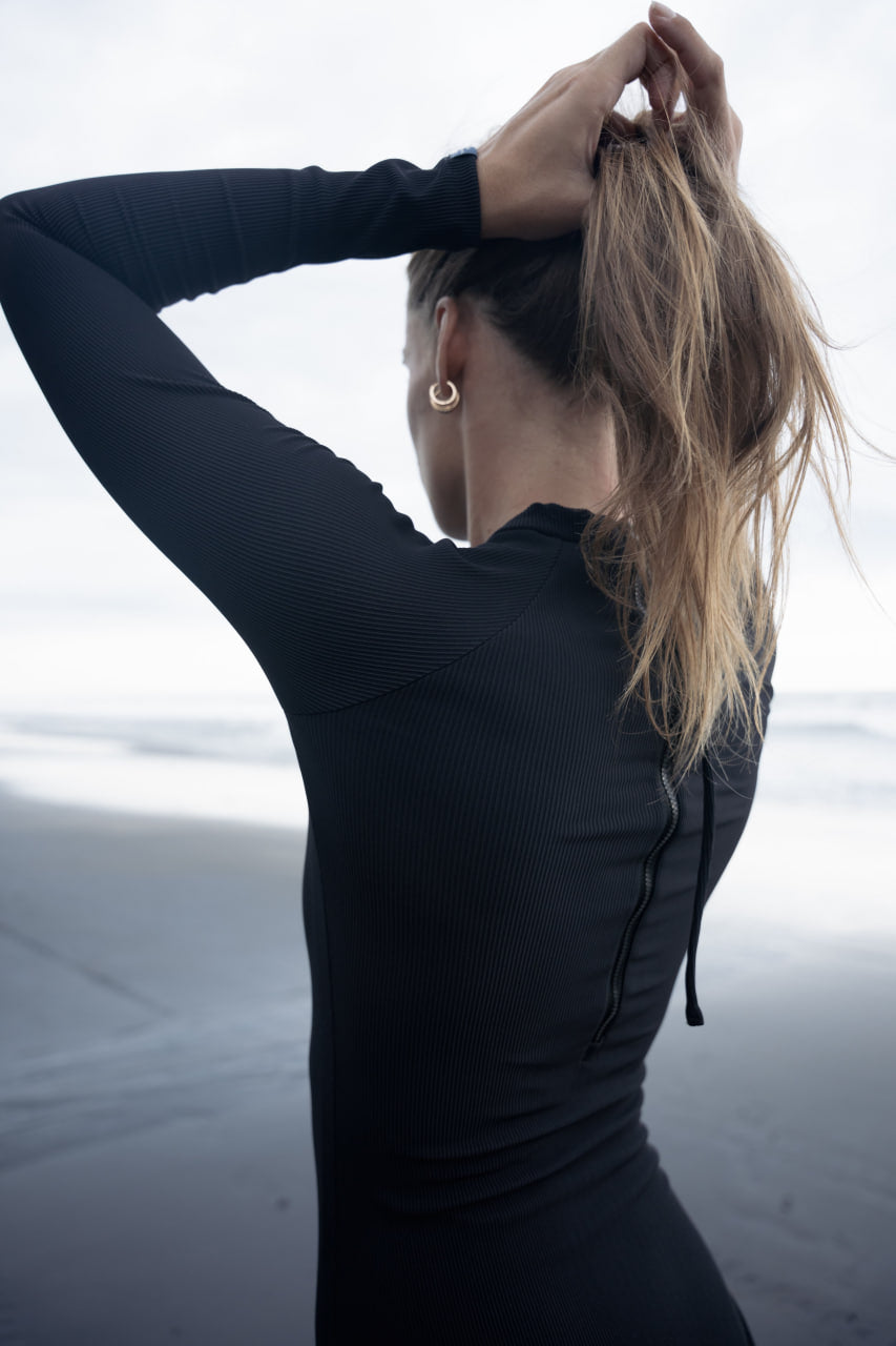 Imsouane Ribbed Black One Piece Swimsuit