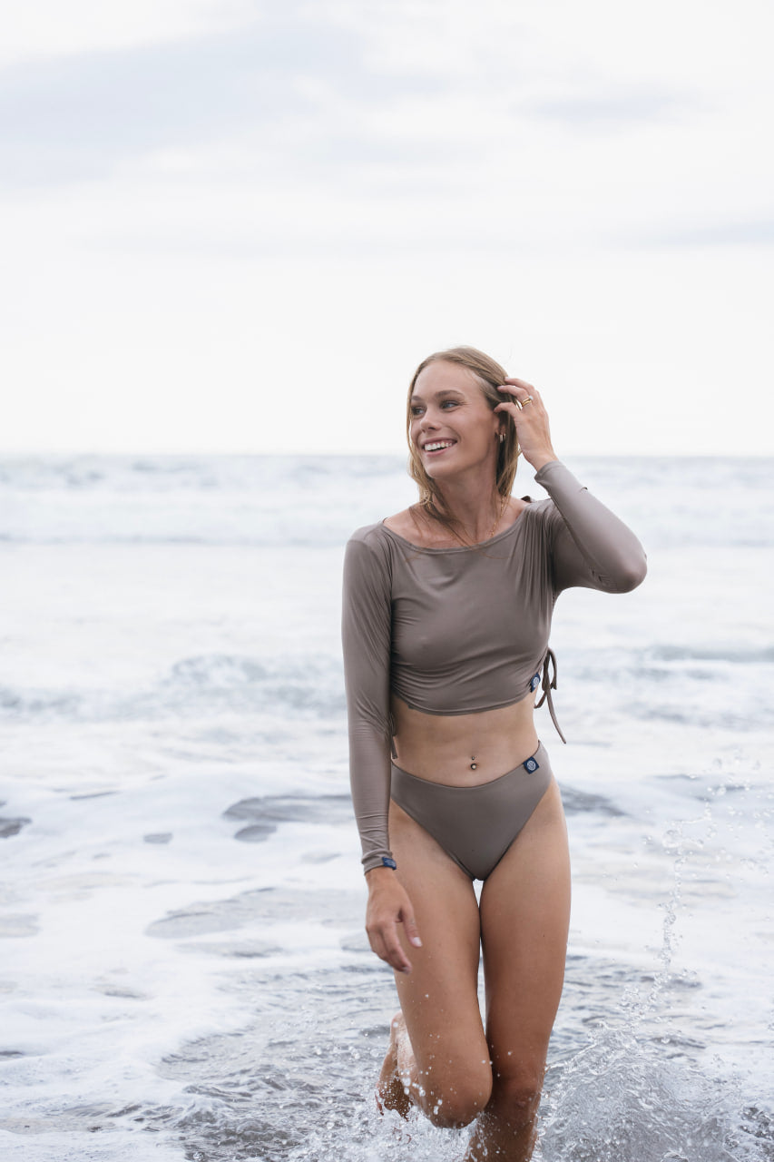 Coco Warm Taupe Long Sleeve Surf Top