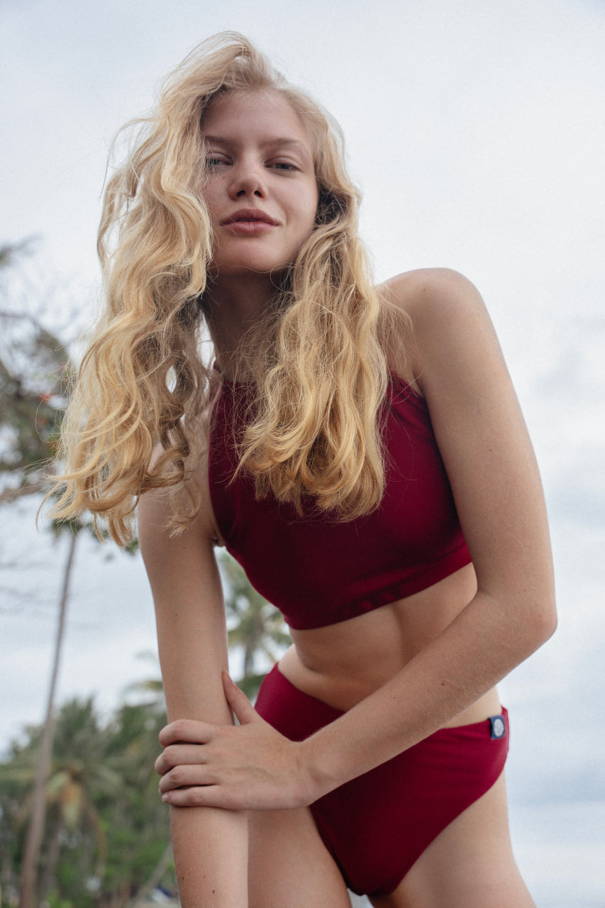 Jaws Shiny Dark Red Bikini Top
