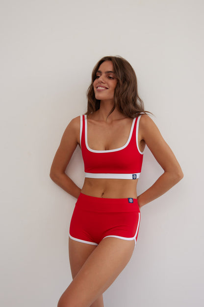 Sayulita Red &amp; White Surf Shorts