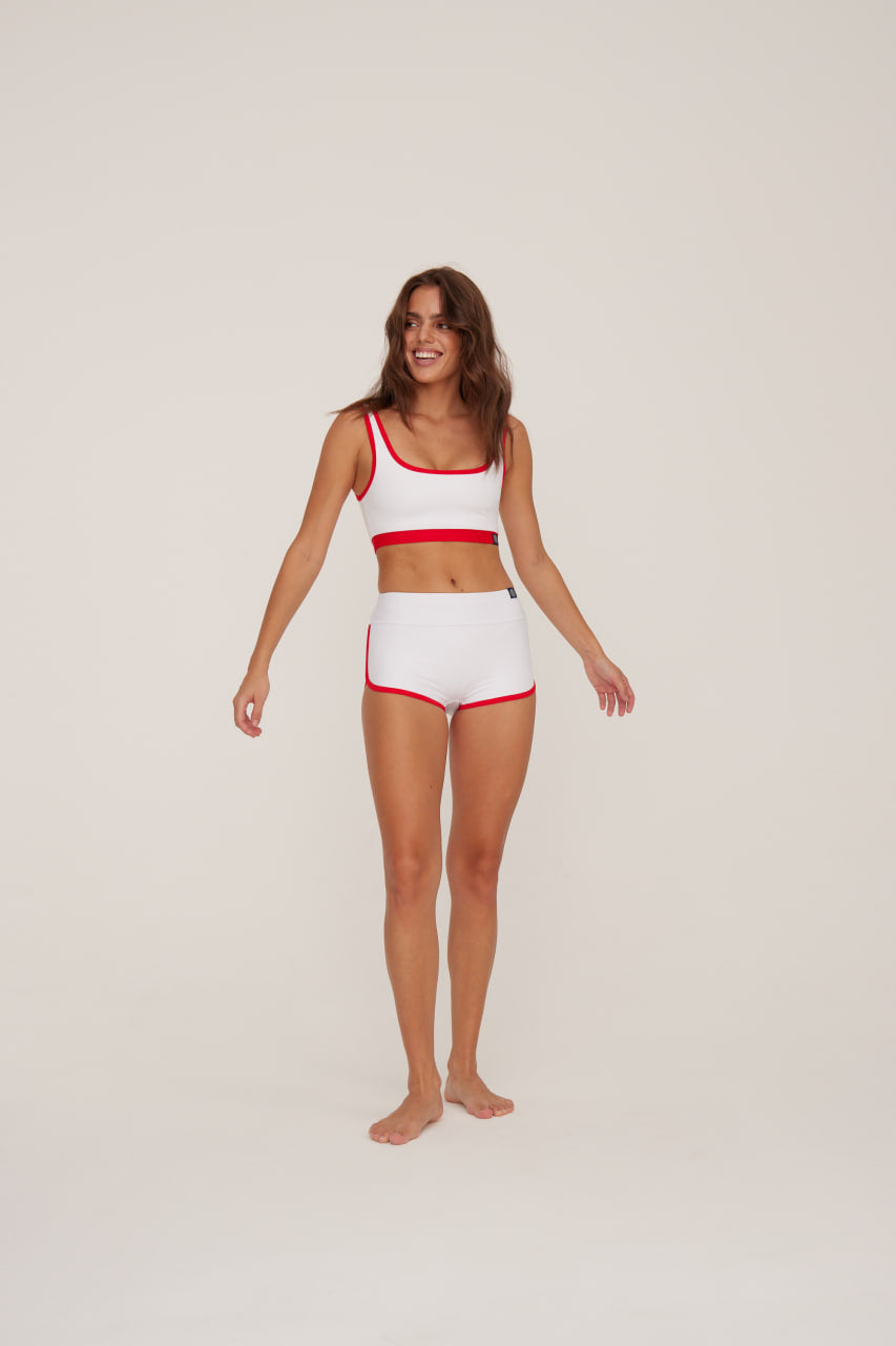 Sayulita White &amp; Red Surf Shorts