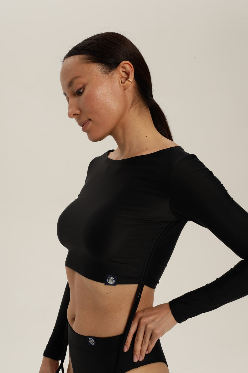 Coco Black Long Sleeve Surf Top