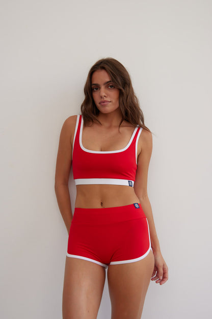 Sayulita Red &amp; White Surf Shorts