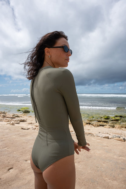 Imsouane Ribbed Khaki One Piece Swimsuit