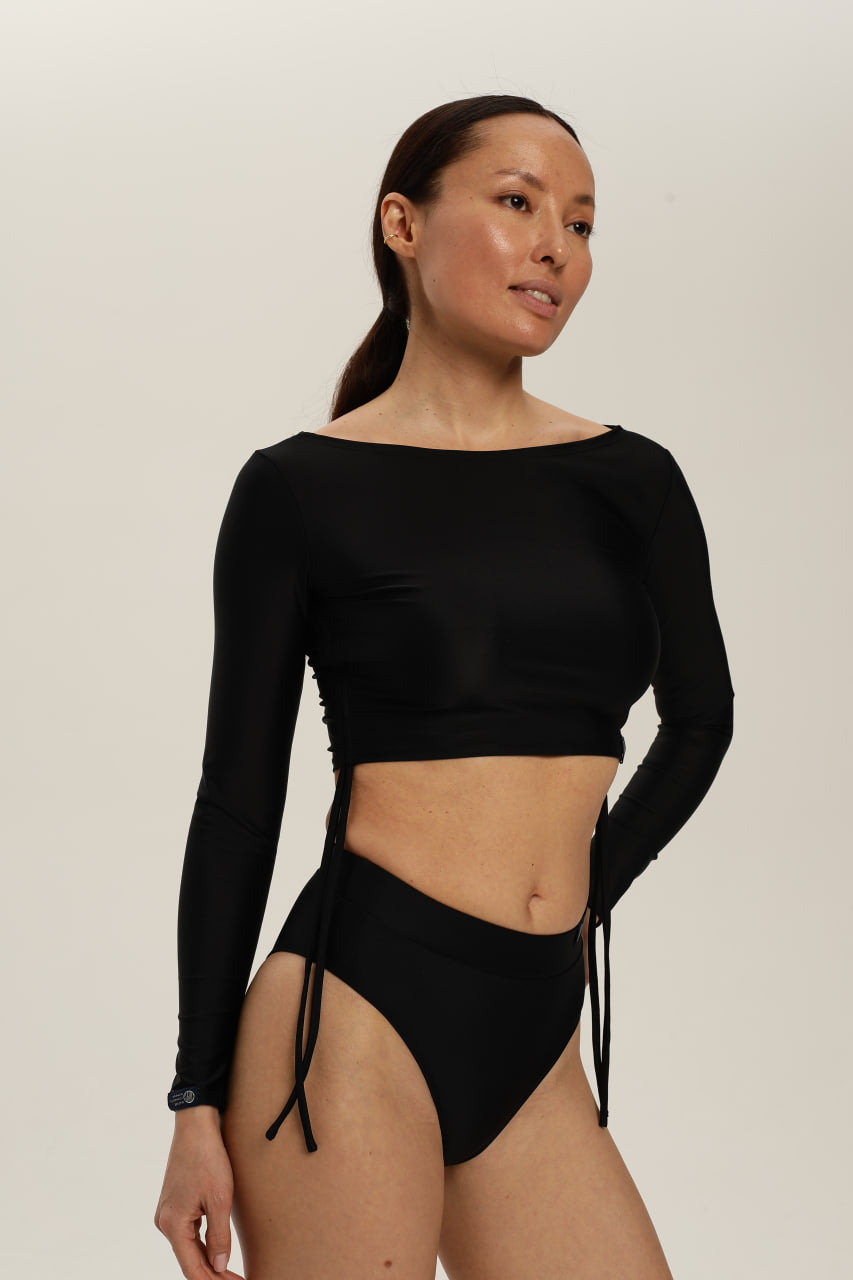Coco Black Long Sleeve Surf Top