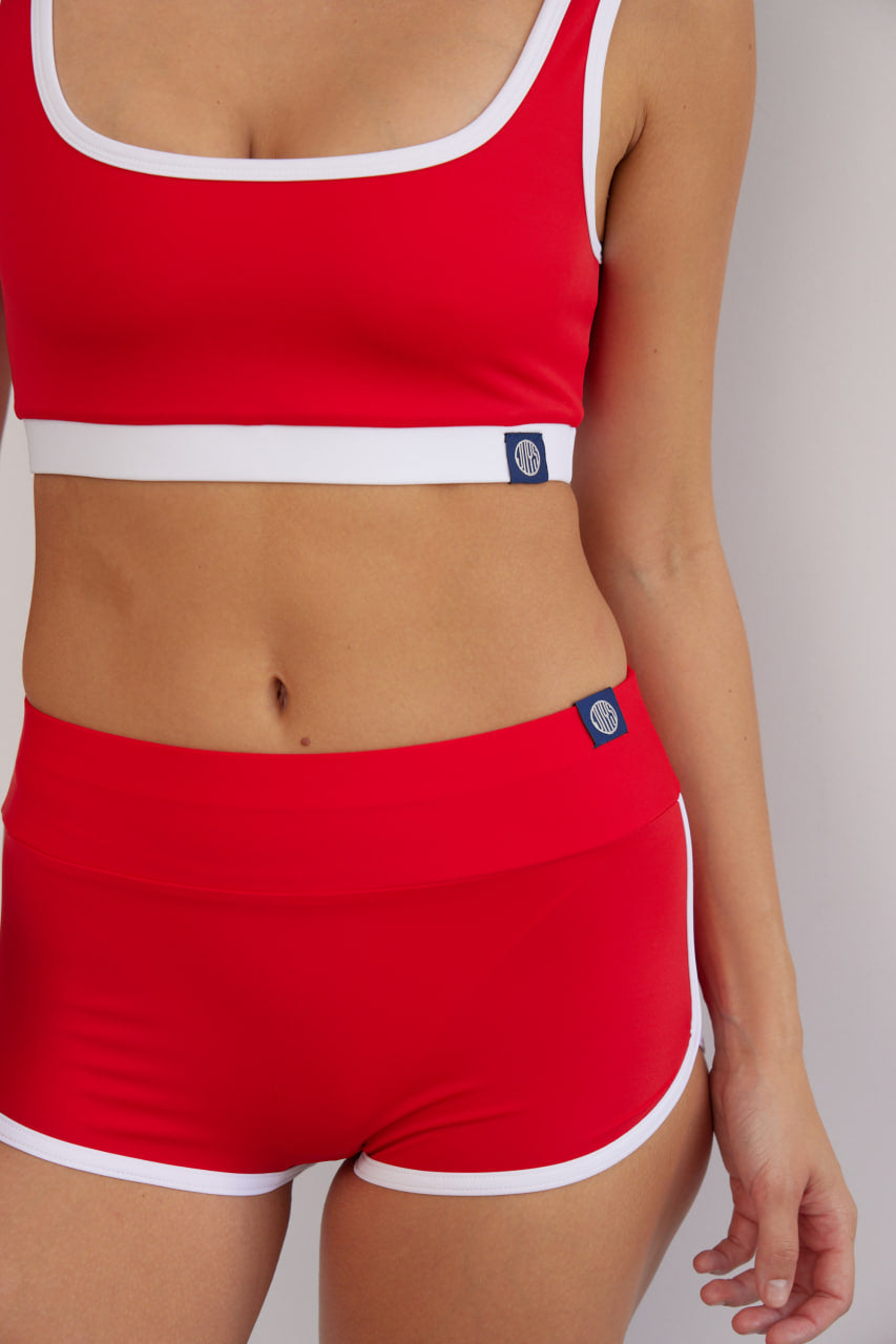 Sayulita Red &amp; White Surf Shorts
