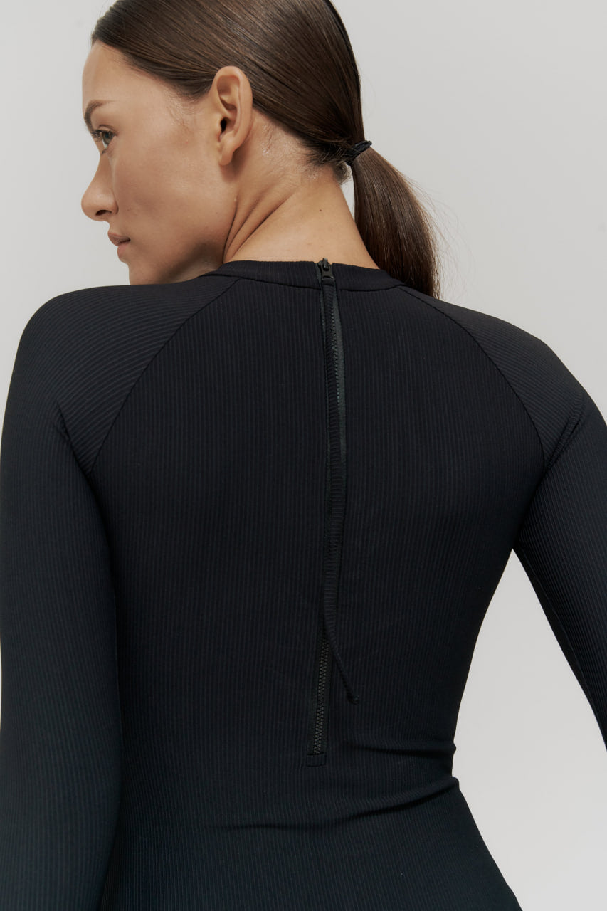 Imsouane Ribbed Black One Piece Swimsuit