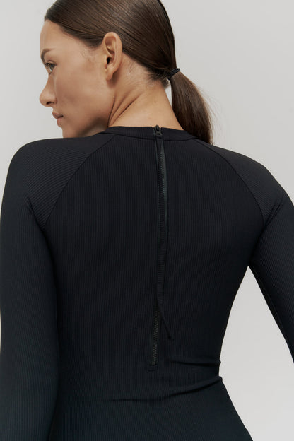 Imsouane Ribbed Black One Piece Swimsuit
